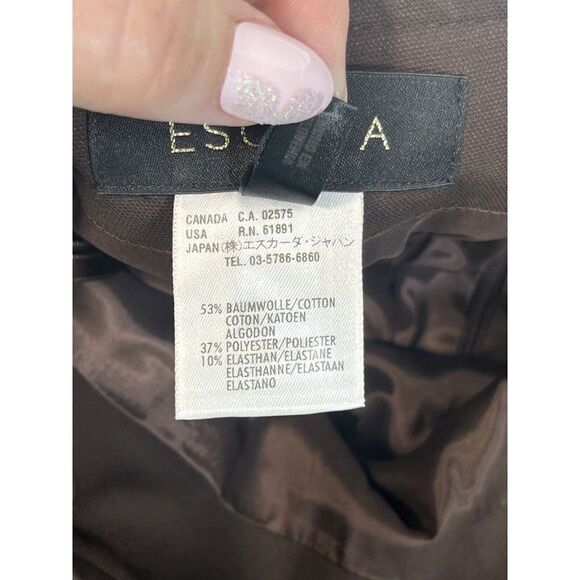 Escada Skirt Brown Pencil Zipper Pockets Pleat Lined Size 4 US 34 German - Picture 4 of 16